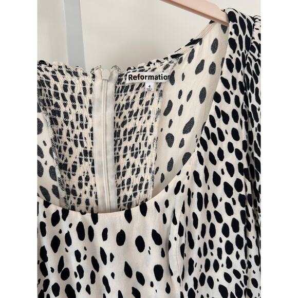 Reformation Alessi Polka Dot Ivory Long Sleeve Midi Dress size 4 - Picture 5 of 10